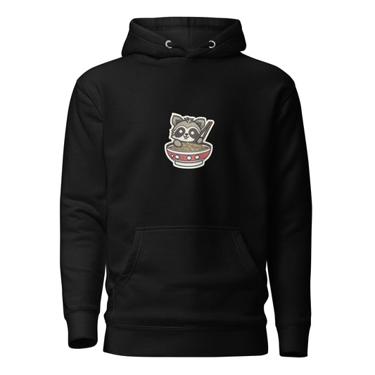 Chibi Raccoon Eating Noodles - Unisex Hoodie by Relephants