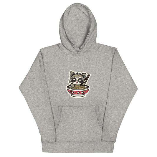 Chibi Raccoon Eating Ramen Noodles - Unisex Hoodie by Relephants